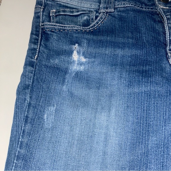 Candies Denim Cuffed Capri Jeans Dark Blue Cropped Stretch Mid Rise Size 11 - Picture 7 of 14